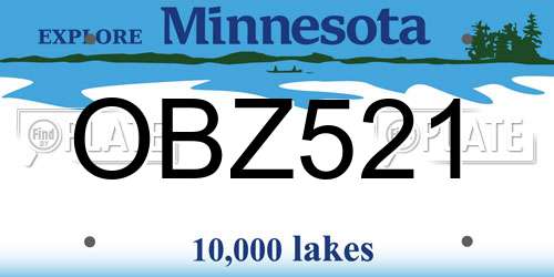 OBZ521 Minnesota License Plate