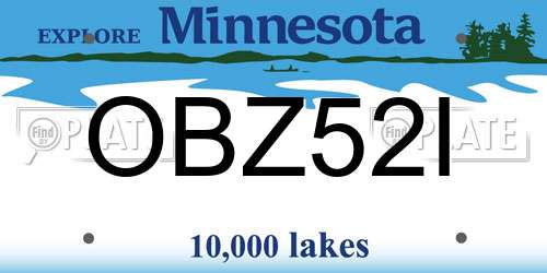 OBZ52I Minnesota License Plate