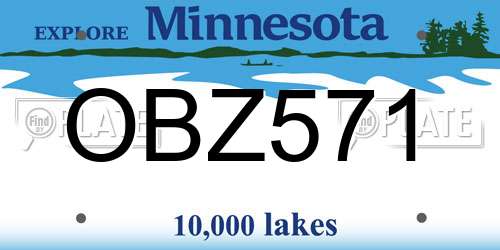 OBZ571 Minnesota License Plate