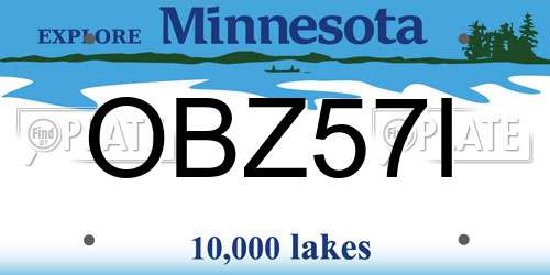 OBZ57I Minnesota License Plate