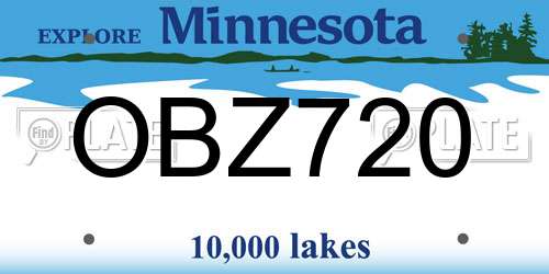 OBZ720 Minnesota License Plate