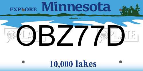OBZ77D Minnesota License Plate