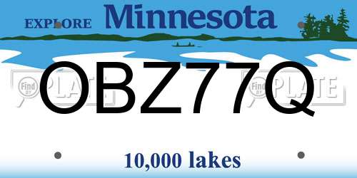 OBZ77Q Minnesota License Plate
