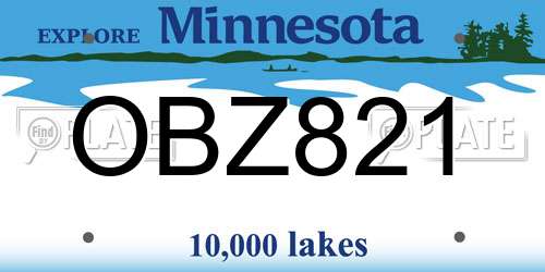 OBZ821 Minnesota License Plate