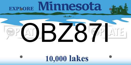 OBZ87I Minnesota License Plate