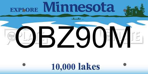 OBZ90M Minnesota License Plate