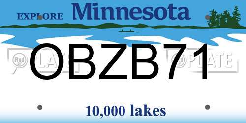 OBZB71 Minnesota License Plate