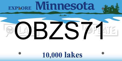 OBZS71 Minnesota License Plate