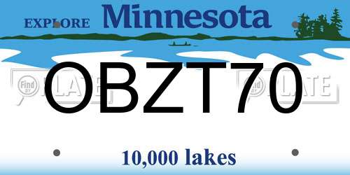 OBZT70 Minnesota License Plate