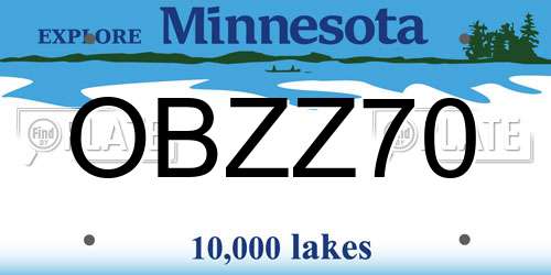 OBZZ70 Minnesota License Plate