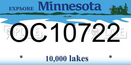 OC10722 Minnesota License Plate