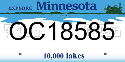 OC18585 Minnesota License Plate