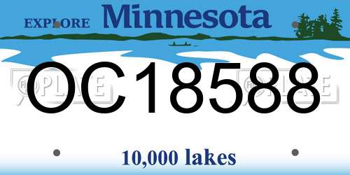 OC18588 Minnesota License Plate