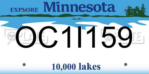 OC1I159 Minnesota License Plate