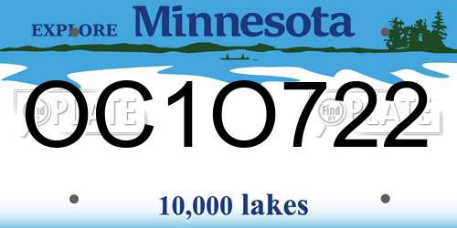 OC1O722 Minnesota License Plate