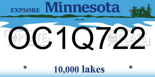 OC1Q722 Minnesota License Plate