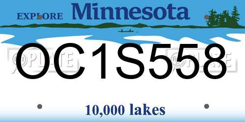 OC1S558 Minnesota License Plate