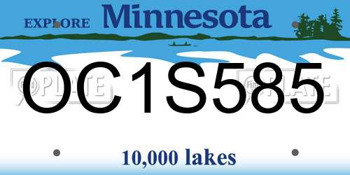 OC1S585 Minnesota License Plate