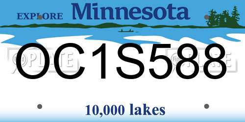 OC1S588 Minnesota License Plate