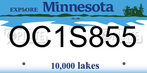 OC1S855 Minnesota License Plate