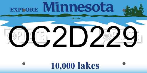 OC2D229 Minnesota License Plate