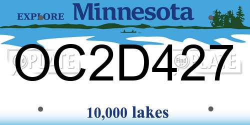 OC2D427 Minnesota License Plate