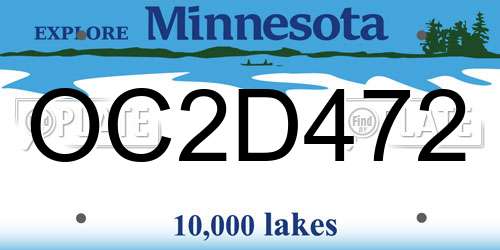 OC2D472 Minnesota License Plate