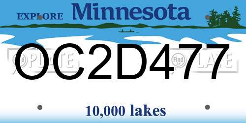 OC2D477 Minnesota License Plate
