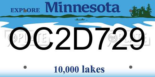 OC2D729 Minnesota License Plate
