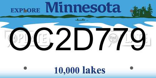OC2D779 Minnesota License Plate