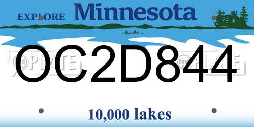 OC2D844 Minnesota License Plate