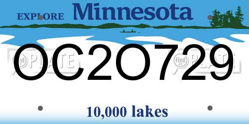 OC2O729 Minnesota License Plate