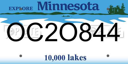 OC2O844 Minnesota License Plate