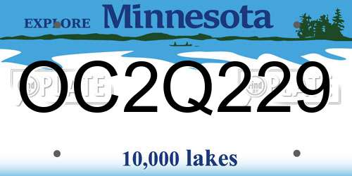 OC2Q229 Minnesota License Plate
