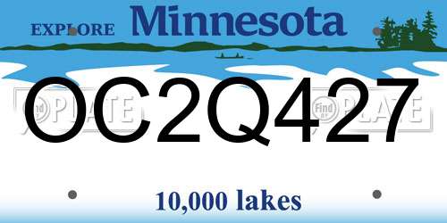 OC2Q427 Minnesota License Plate