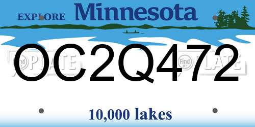 OC2Q472 Minnesota License Plate