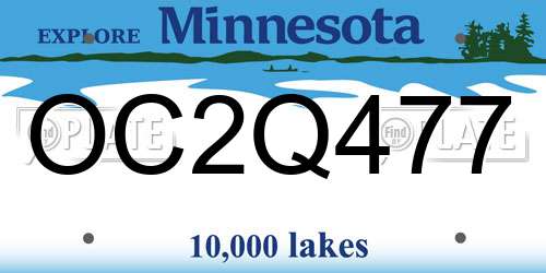 OC2Q477 Minnesota License Plate