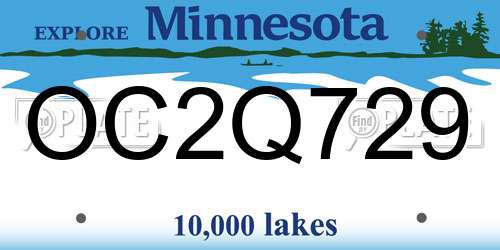 OC2Q729 Minnesota License Plate