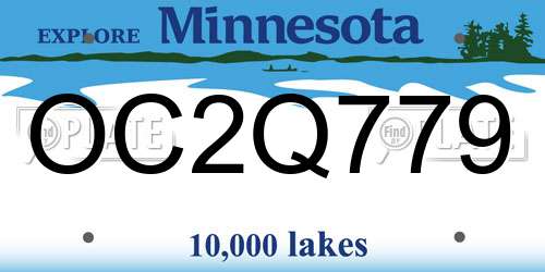 OC2Q779 Minnesota License Plate