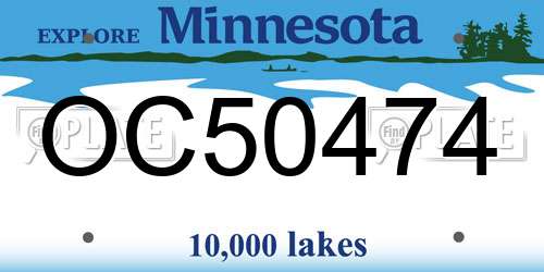 OC50474 Minnesota License Plate