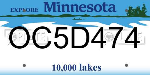 OC5D474 Minnesota License Plate