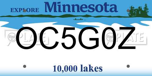 OC5G0Z Minnesota License Plate