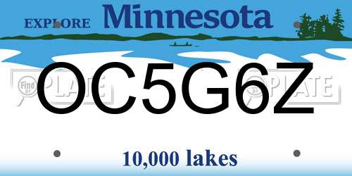 OC5G6Z Minnesota License Plate