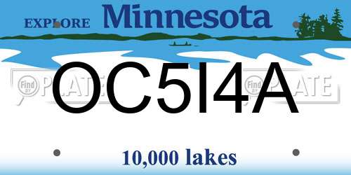 OC5I4A Minnesota License Plate