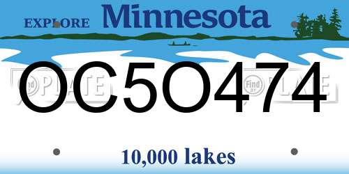 OC5O474 Minnesota License Plate