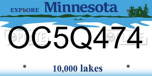 OC5Q474 Minnesota License Plate