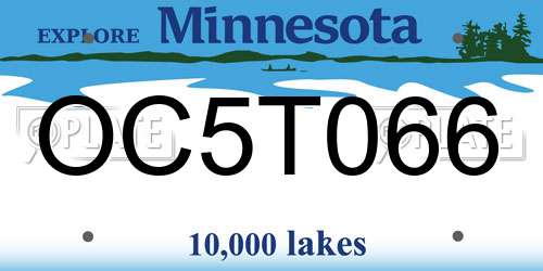 OC5T066 Minnesota License Plate