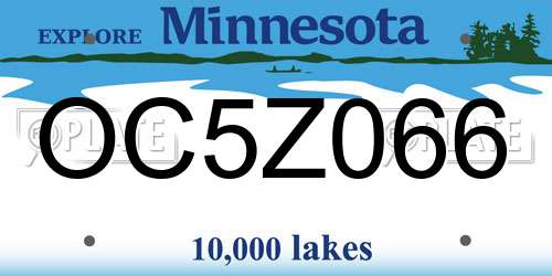 OC5Z066 Minnesota License Plate