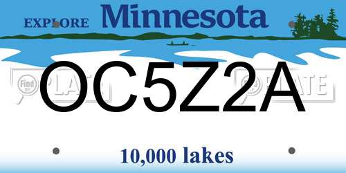 OC5Z2A Minnesota License Plate