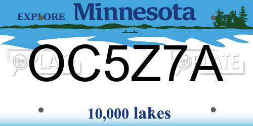 OC5Z7A Minnesota License Plate